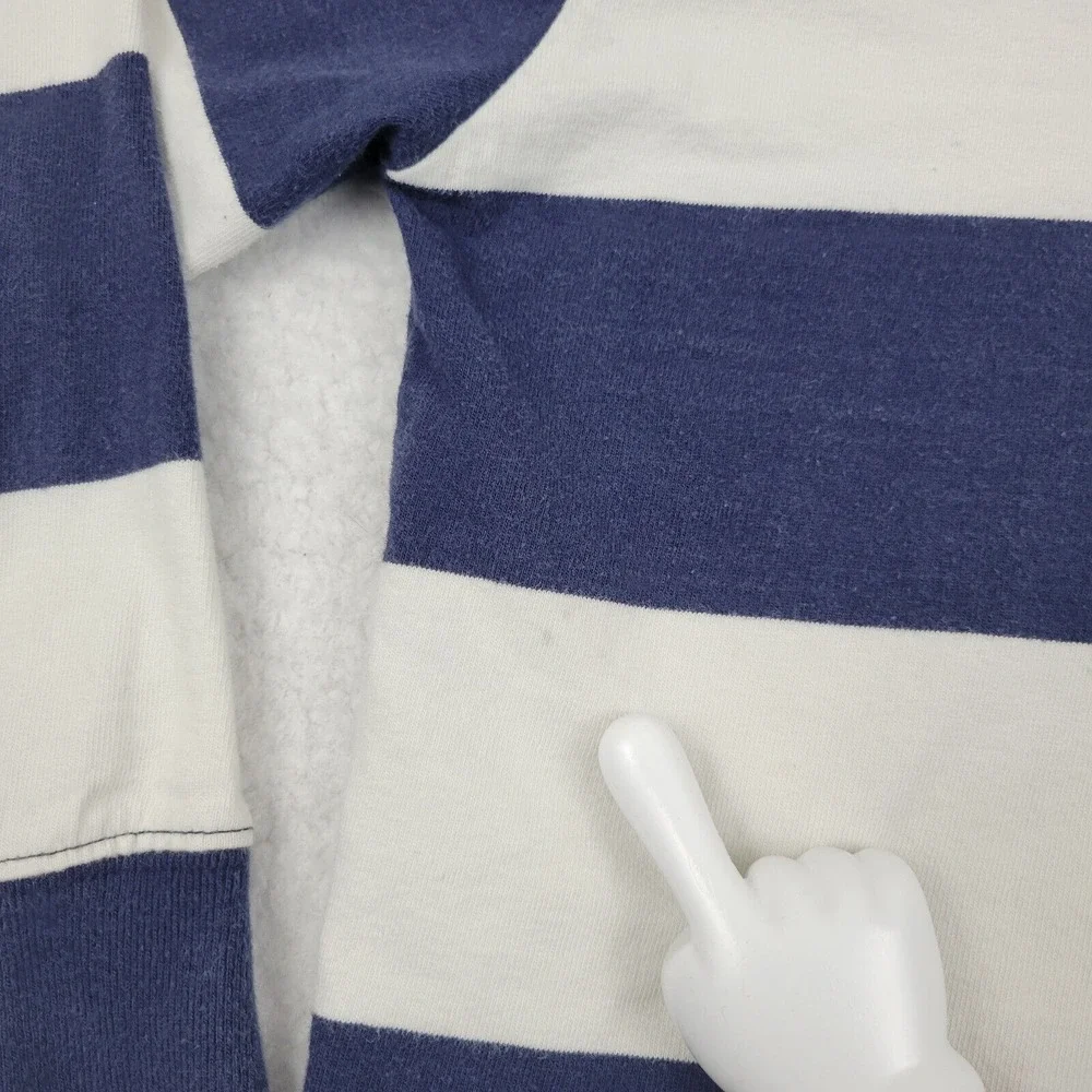 OshKosh B'gosh Boys 6 Rugby Shirt Blue White Striped Cotton Long Sleeve‎ READ